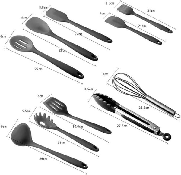 Conjunto Kit De Utensílios De Cozinha 10 Peças Silicone Inox - Image 2