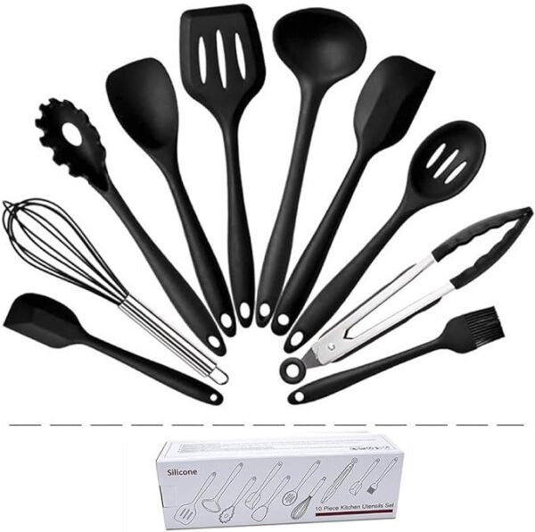 Conjunto Kit De Utensílios De Cozinha 10 Peças Silicone Inox - Image 3