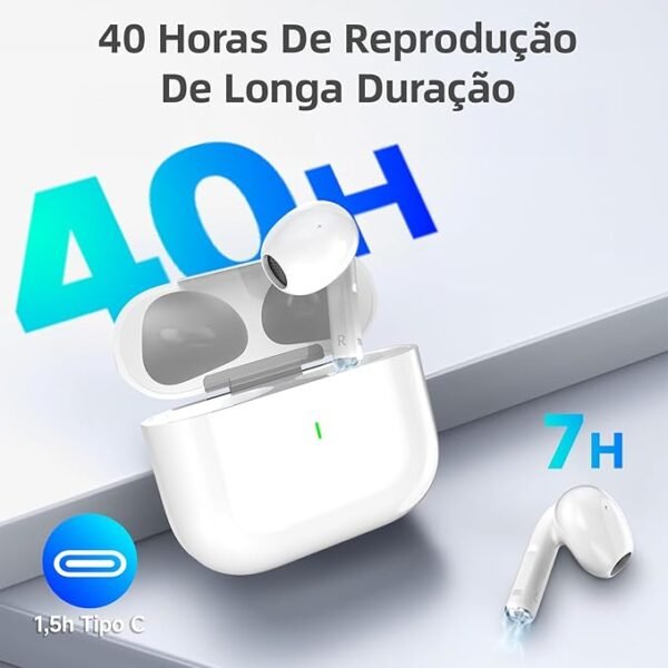 Fone de Ouvido Bluetooth 5.3, Tipo USB C Fone de Ouvido Sem Fio com Microfone, Earphone Sem Fio Bluetooth À Prova D'água HiFi Com Cancelamento De Ruído e Energia para 40 Horas Totais - Image 3