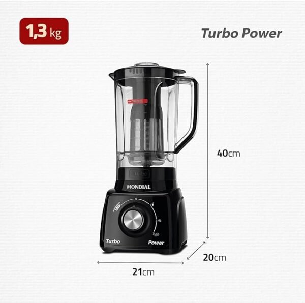 Liquidificador Mondial, Turbo Power 550W, 220V, Preto, 2,2 L - L-99 FB - Image 2